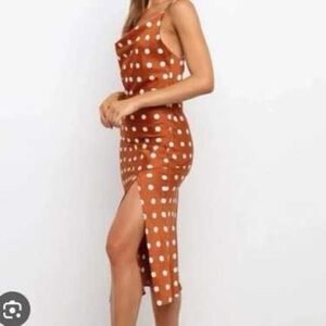 Polka Dot Midi Dress in Brown